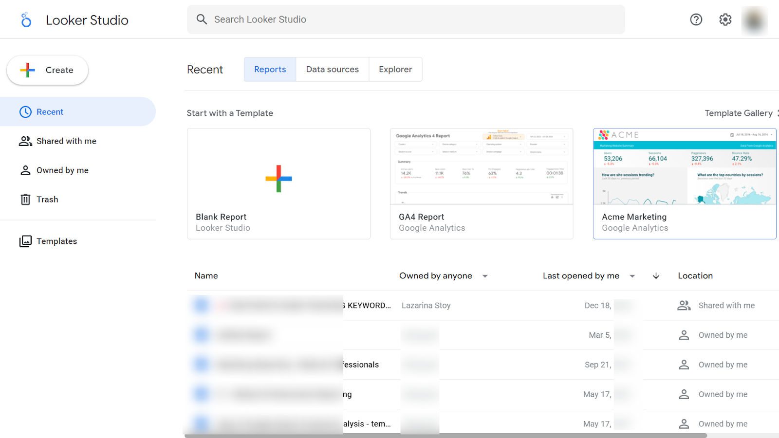Screenshot from Looker Studio website.