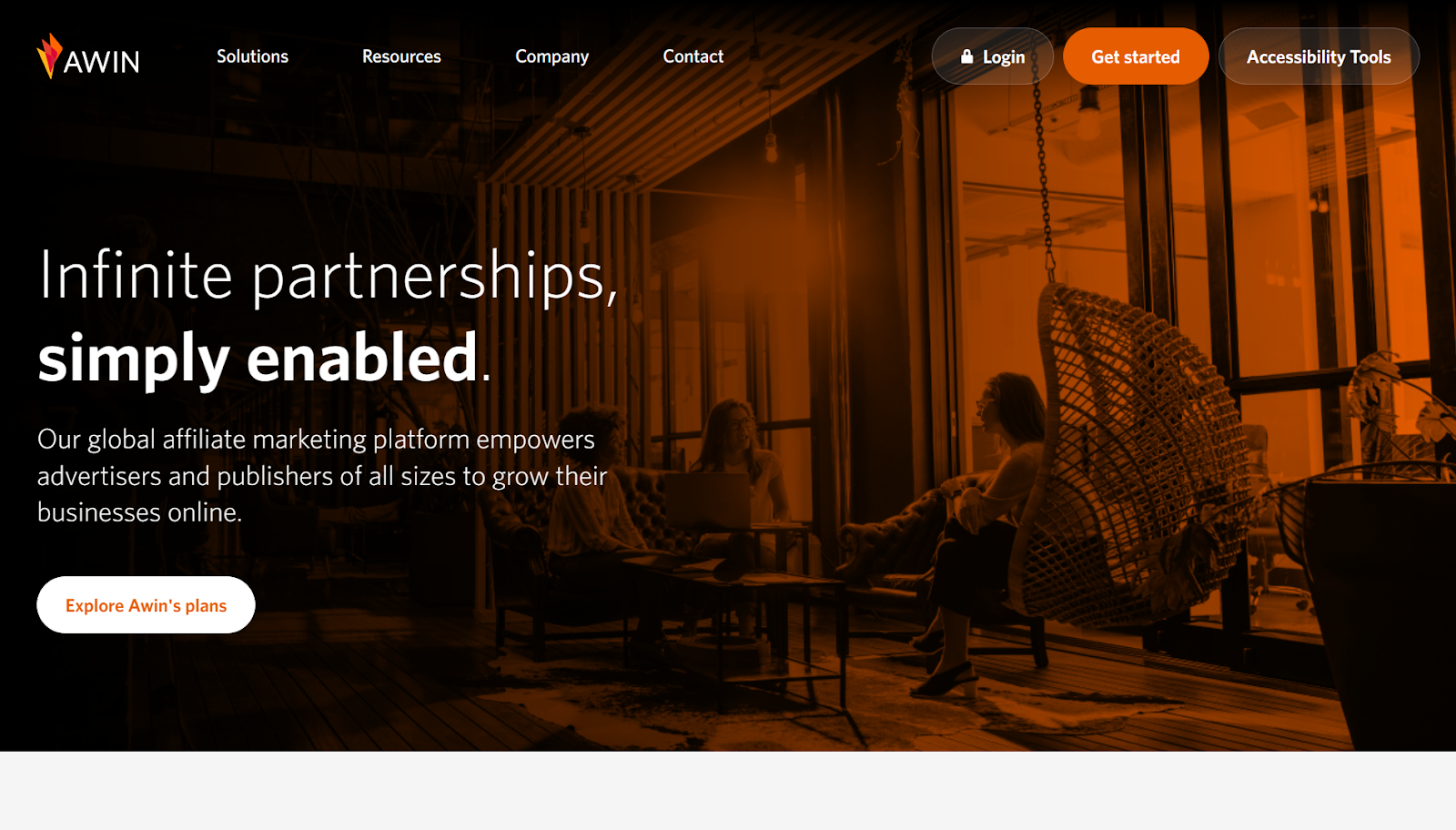 Screenshot from Awin website landing page.