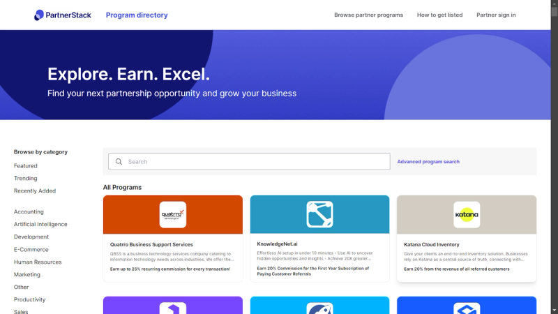 Screenshot from Partnerstack website.