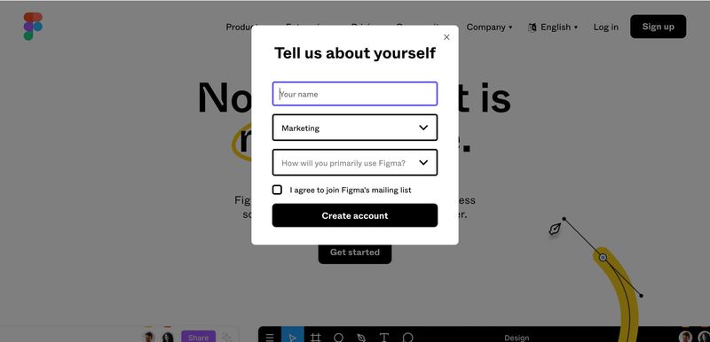 SaaS onboarding example, figma step 2