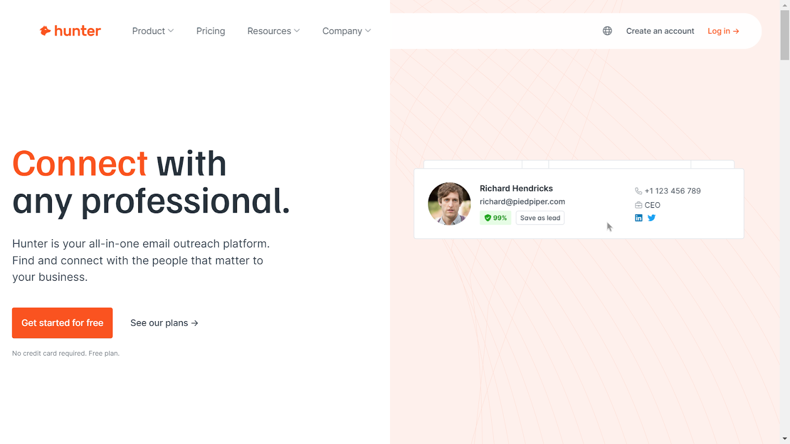 Screenshot from Hunter website.