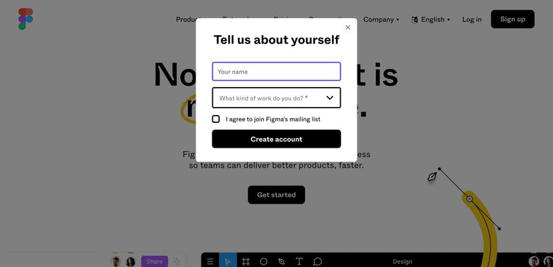 SaaS onboarding, Figma example