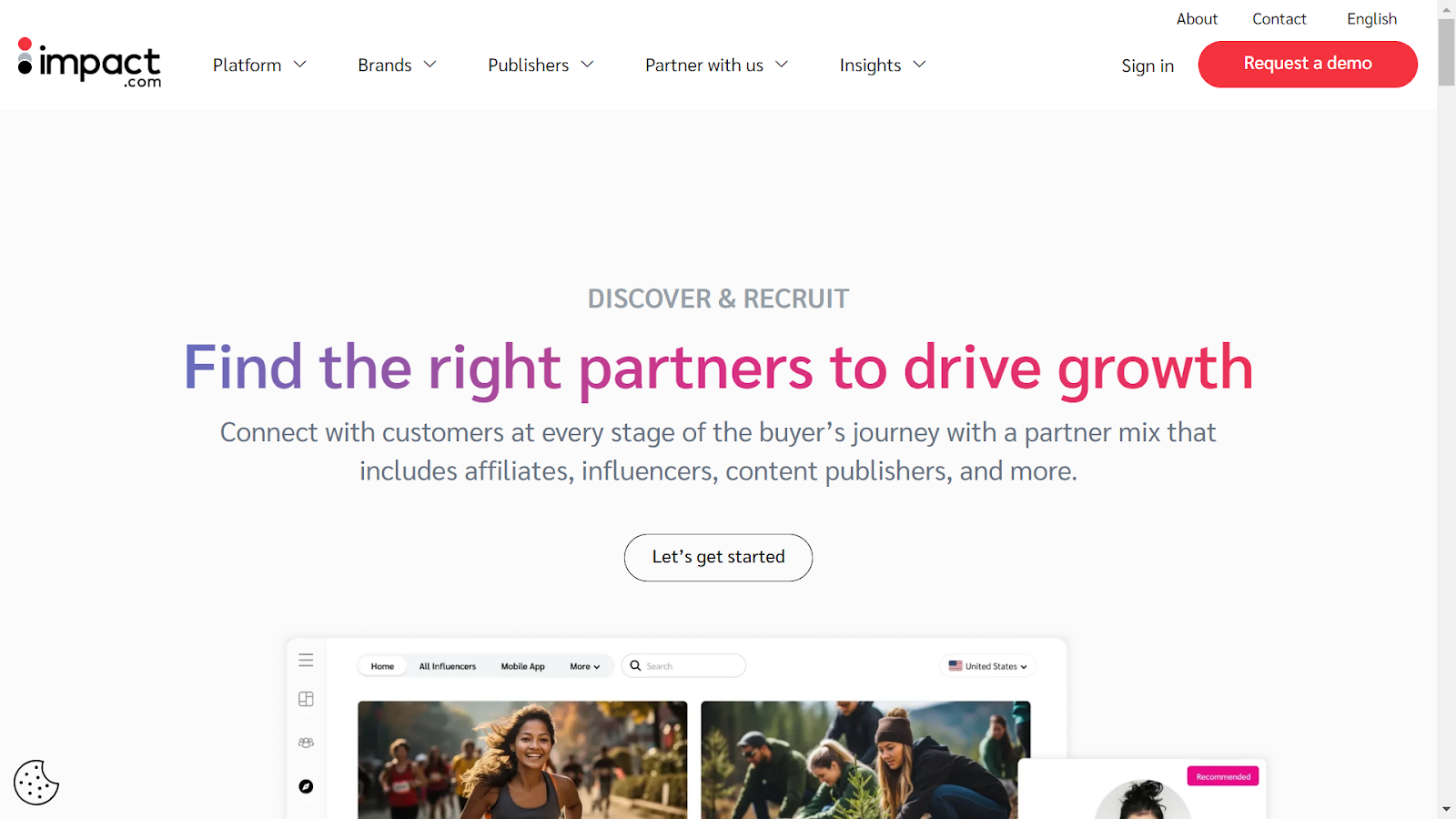 Screenshot from impact.com website.