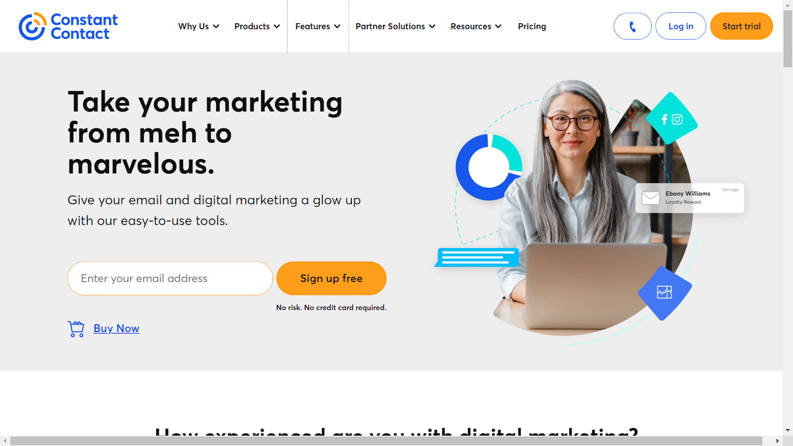 Screenshot from Constant Contact website.