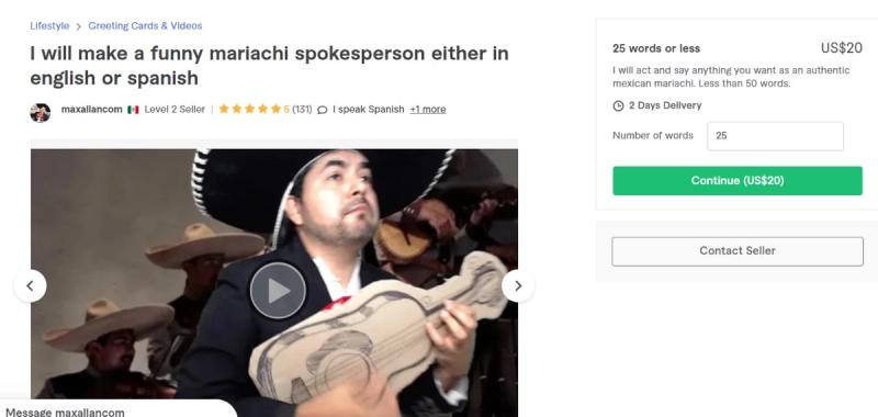 Fiverr gig screenshot