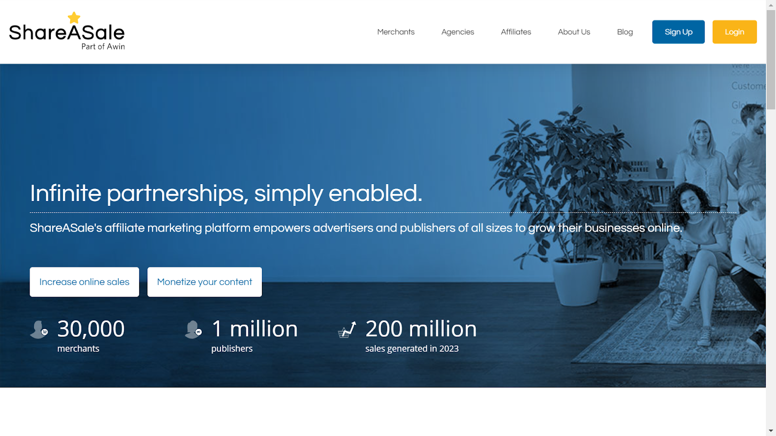 Screenshot from ShareASale website.