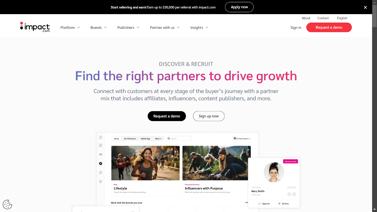 Screenshot from impact.com website.