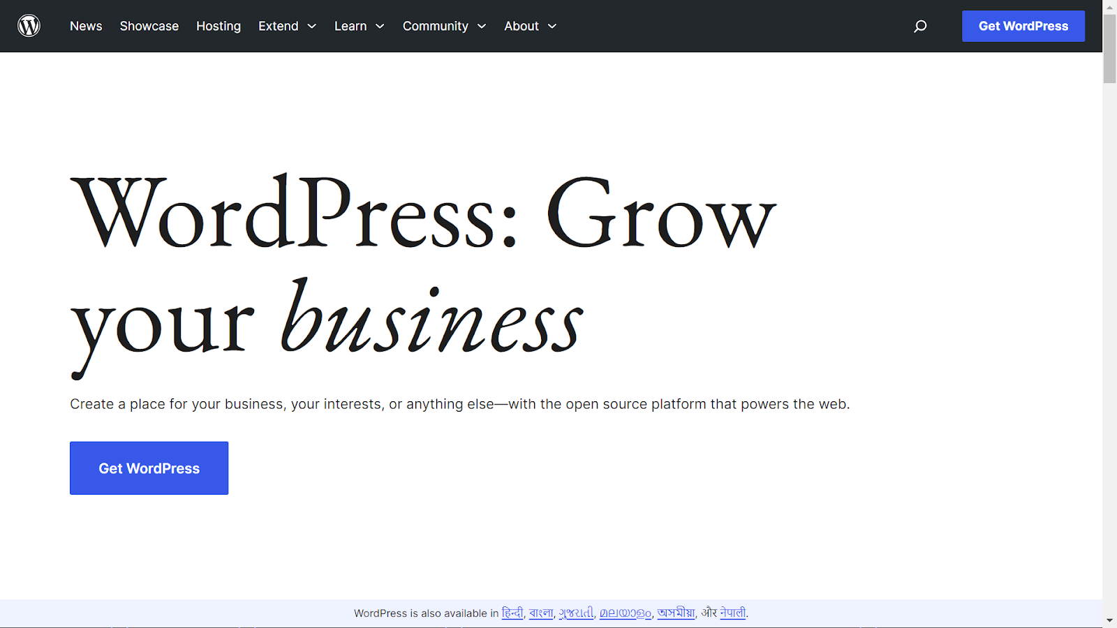 Screenshot from WordPress.org website.