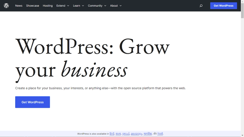 Screenshot from WordPress.org website.