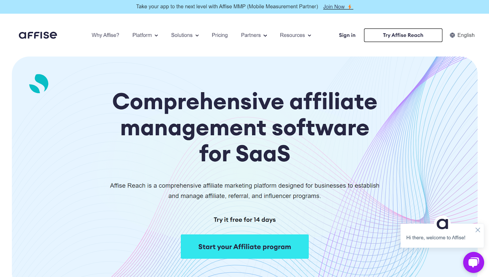 Screenshot from Affise Reach website.