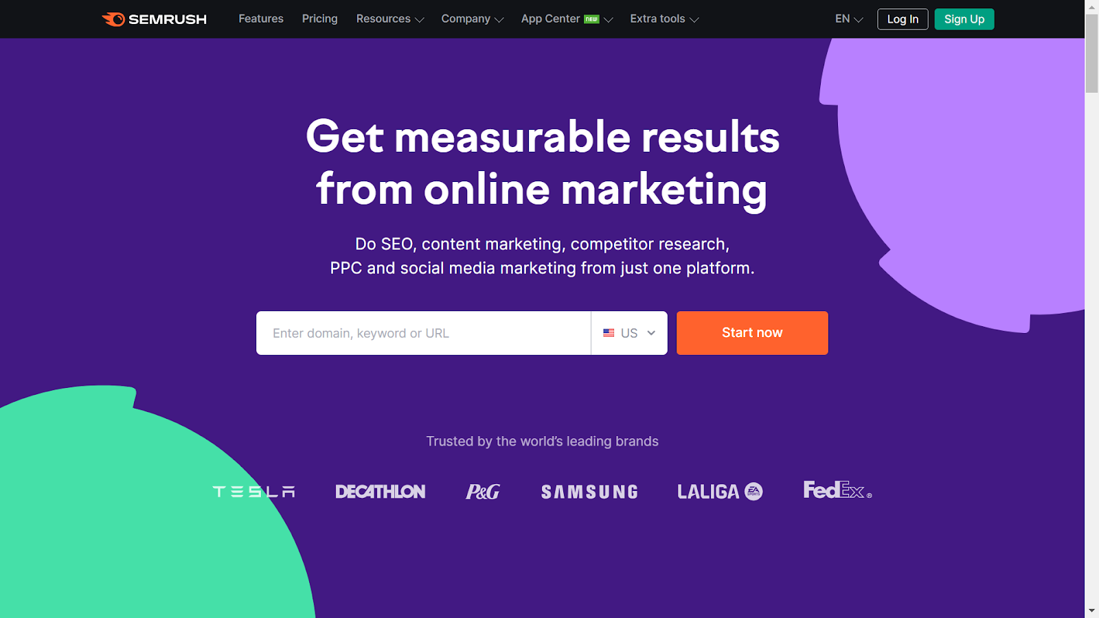 Screenshot from Semrush website.