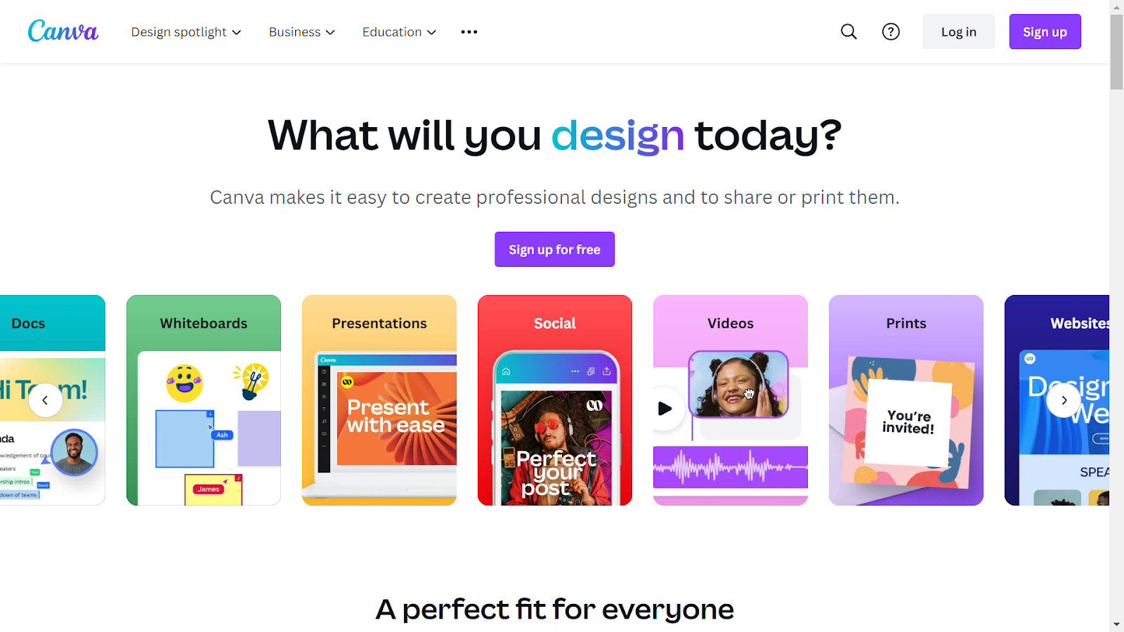 Screenshot from Canva website.
