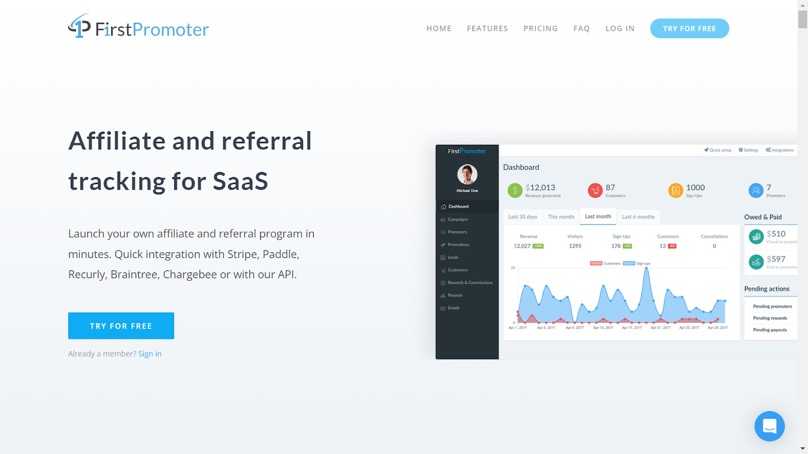 Screenshot from FirstPromoter website.