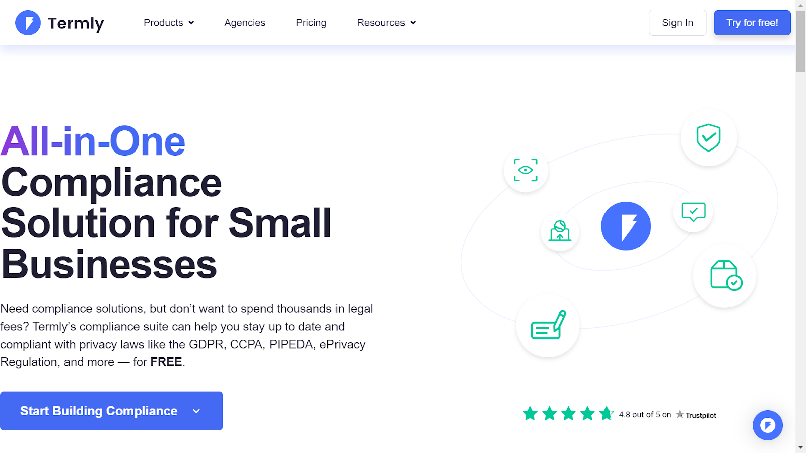 Screenshot from Termly website.