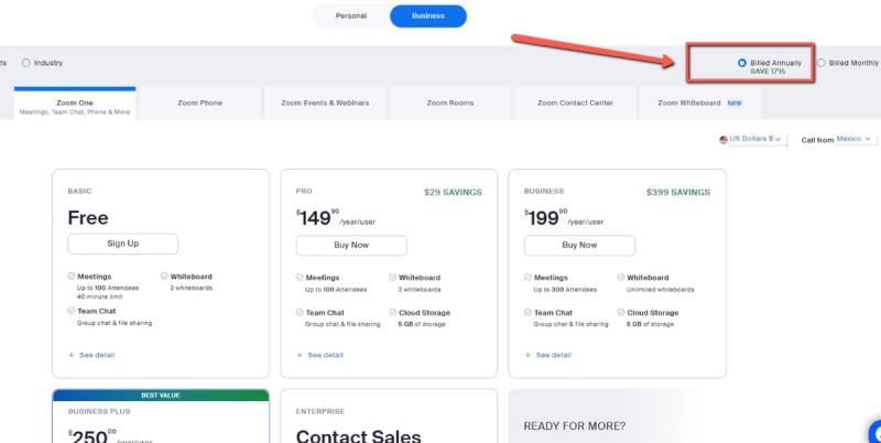 visual on how to promote annual billing