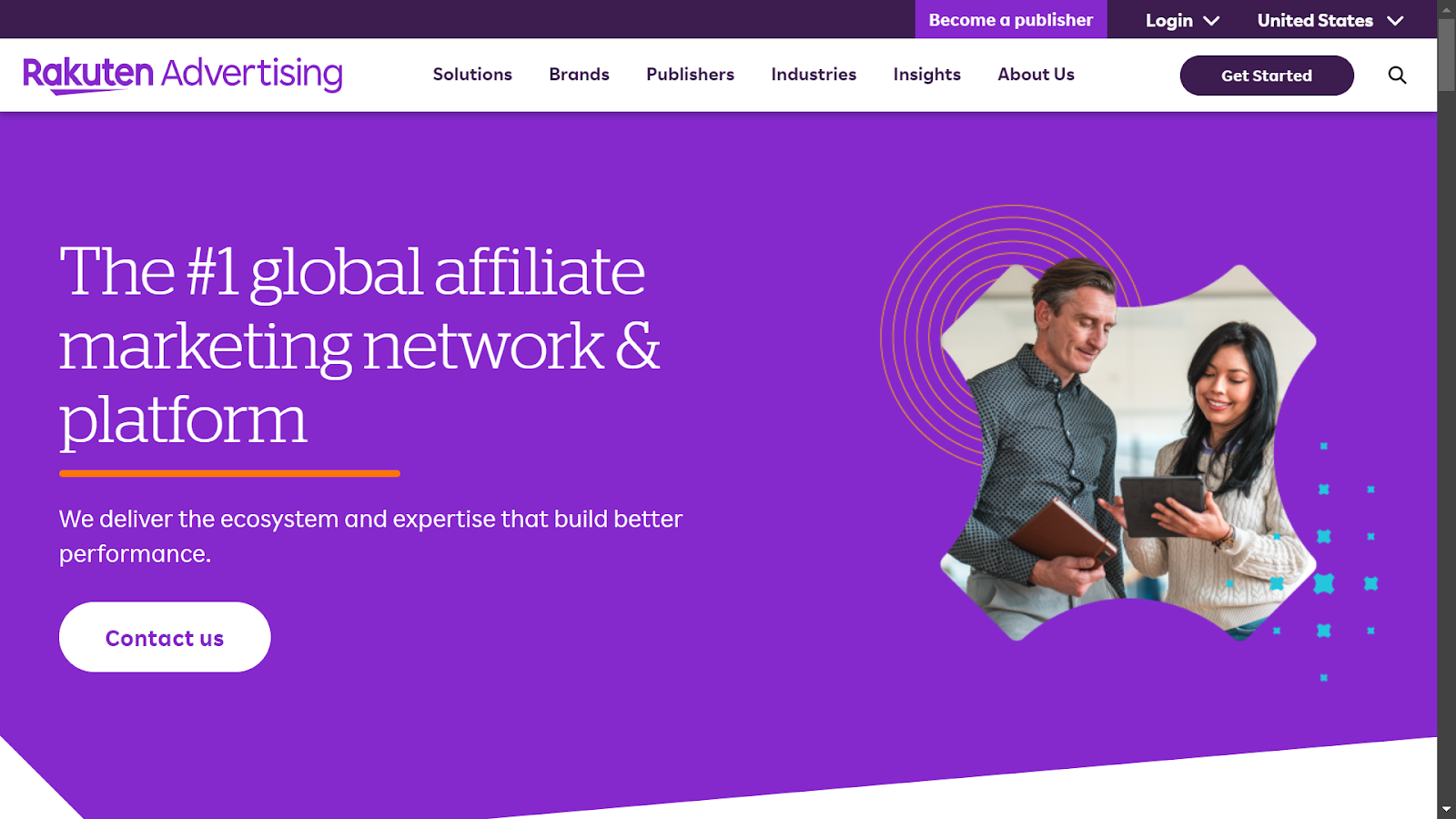 Screenshot from Rakuten Advertising website.