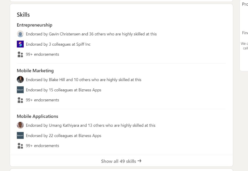 Linked skills screenshot