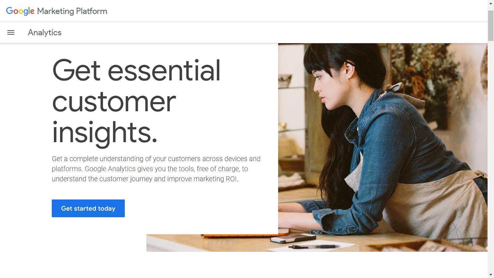 Screenshot from Google Analytics website.