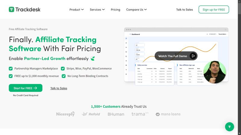 Screenshot from Trackdesk website.
