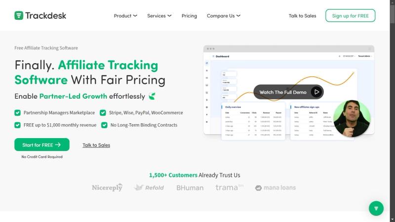 Screenshot from Trackdesk website.
