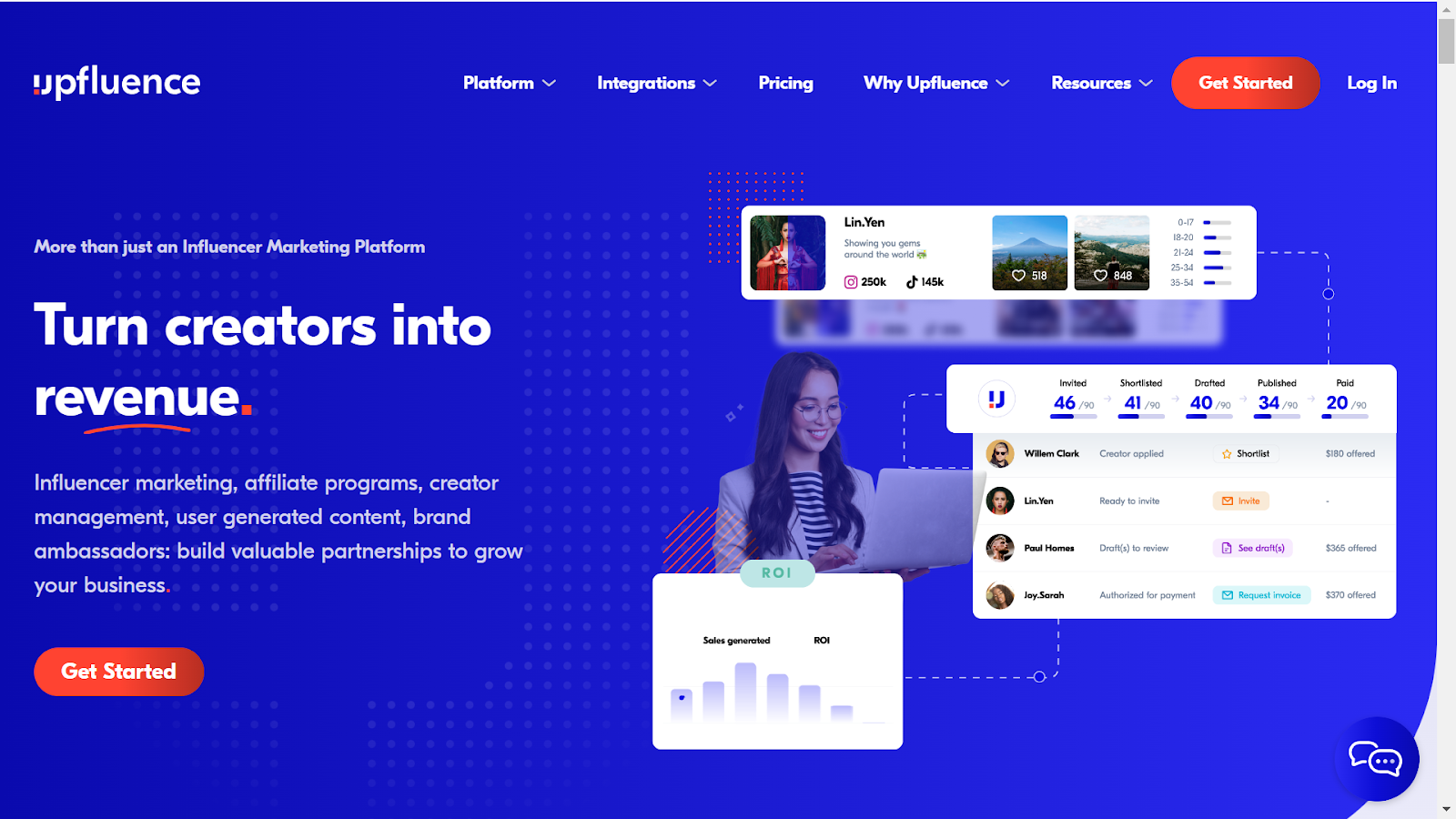 Screenshot from Upfluence website.