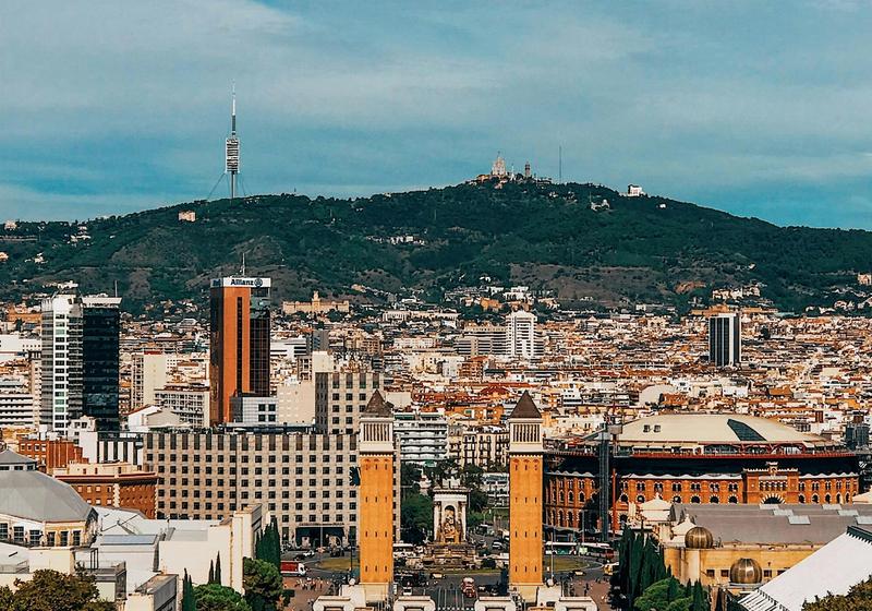 View from Montjuïc overlooking Barcelona and the sea
