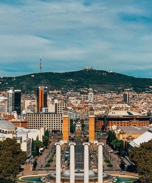 View from Montjuïc overlooking Barcelona and the sea