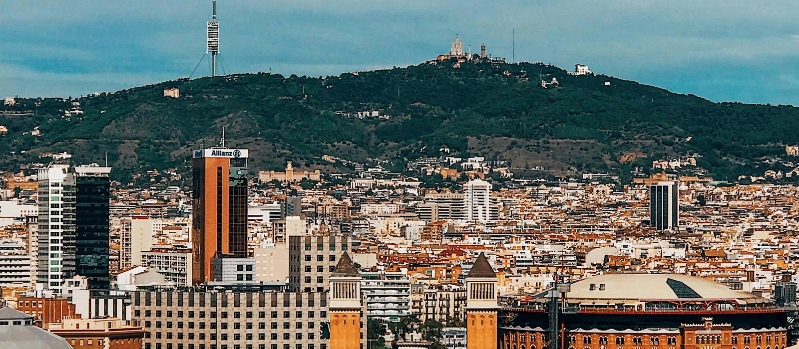 View from Montjuïc overlooking Barcelona and the sea