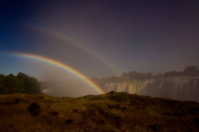 The lunar rainbow is a special sight to see at Victoria Falls