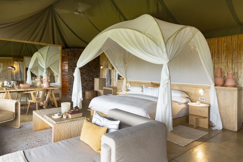 Interiores tranquilos com tons creme - Singita Faru Faru