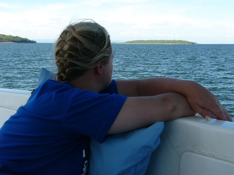 Jeanne Crous on a boat safari