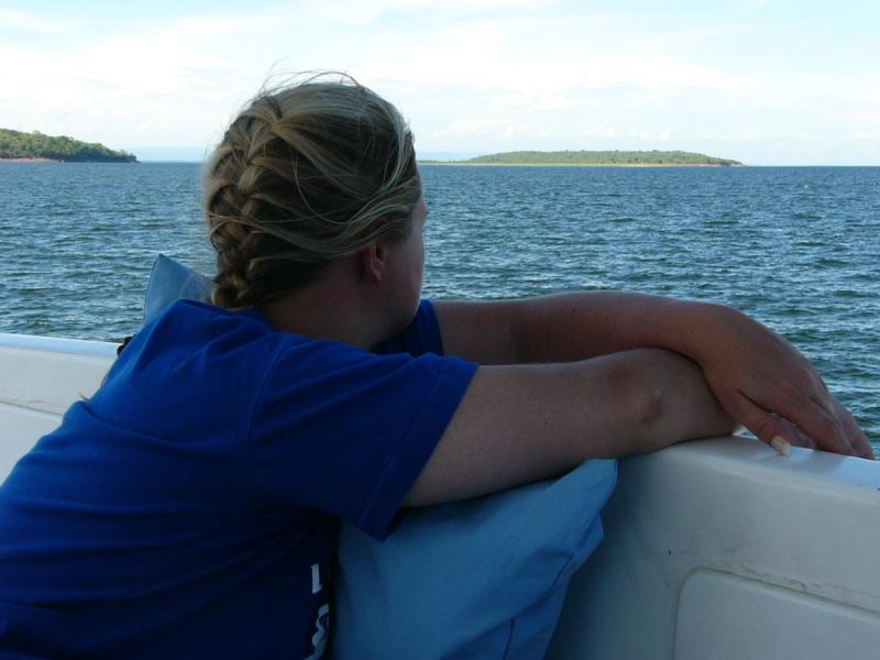 Jeanne Crous on a boat safari