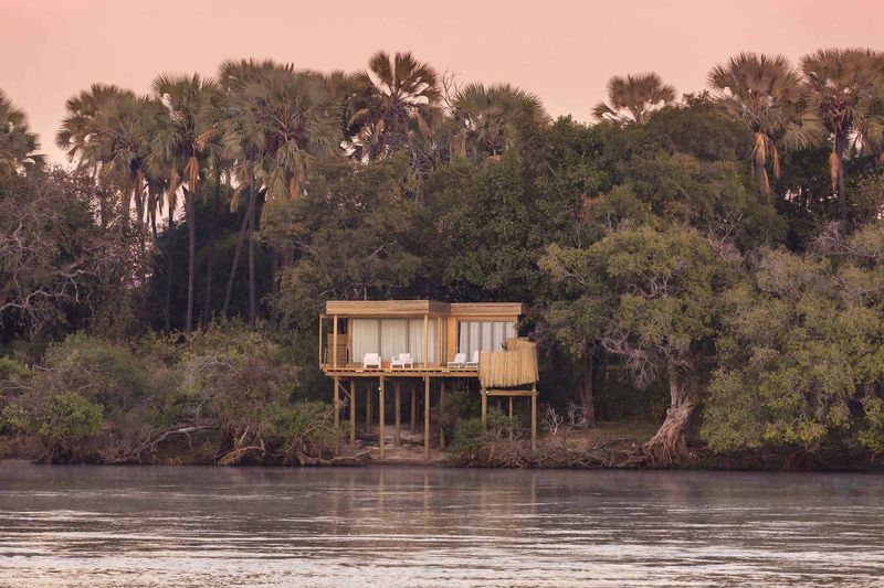 Suite at Victoria Falls Island Lodge with Zambezi river views