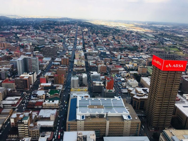 Vogelperspektive auf das Stadtzentrum von Johannesburg
