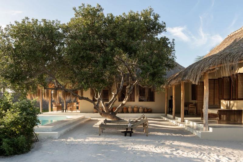 The exterior view of a family suite at Sussurro
