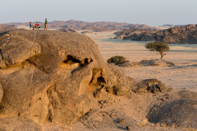 hoanib skeleton coast camp sundowners with a view