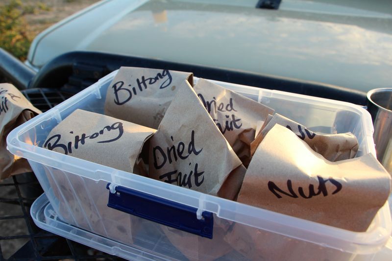 Individual, hand-packed game drive snacks at Senalala