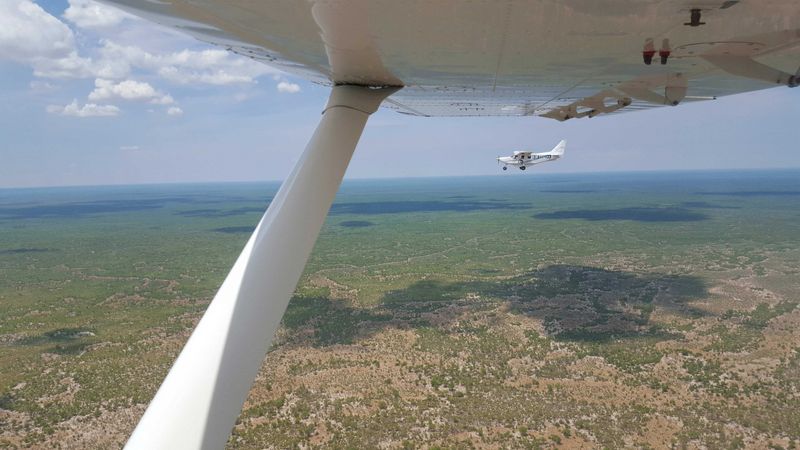 Flying over the Okavango Delta in Botswana