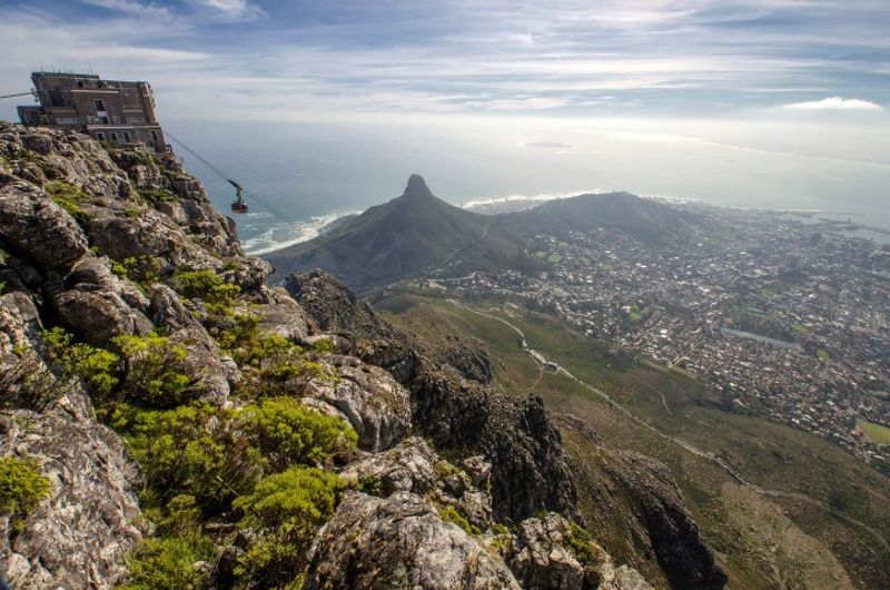 A view of Lion's Head and the City of Cape Town from Table Mountain