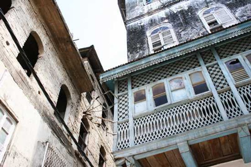 Buildings are high and intricately designed in Zanzibar