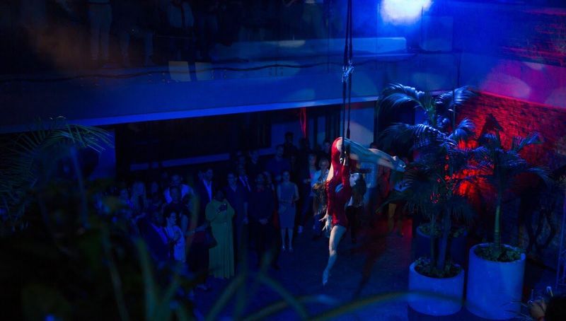 Trapeze artist were but one of the entertainment acts for the night