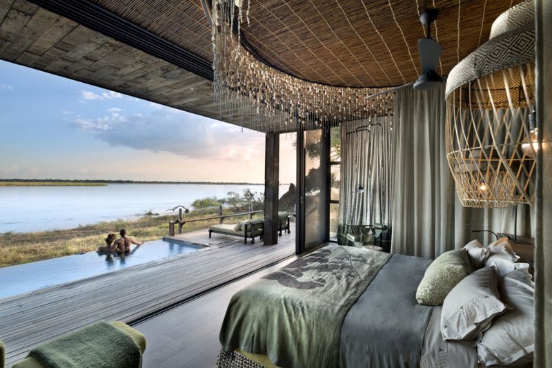 View from suite and pool at Lolobezi in Zambia