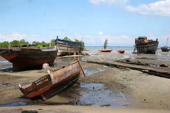 Boats beached on the coast of Zanzibar