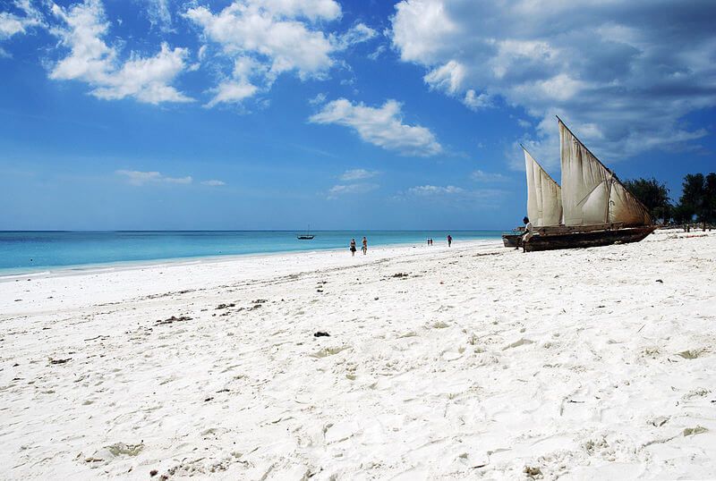 The powdery white sands of Nungwi Beach, Zanzibar