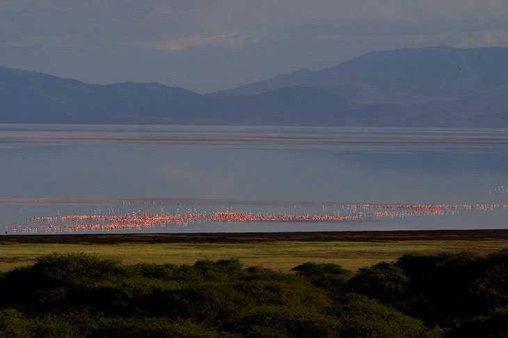 The picturesque scenery of Lake Manyara