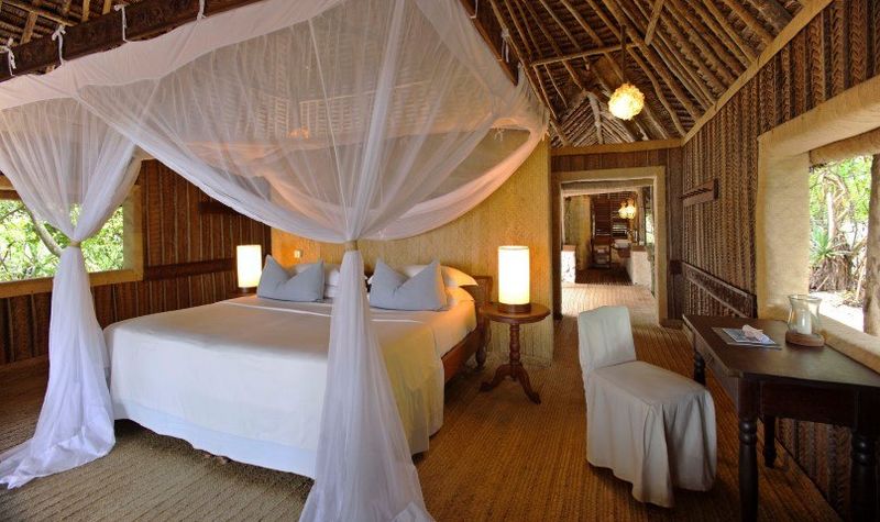 Schlafzimmer der Mnemba Island Lodge