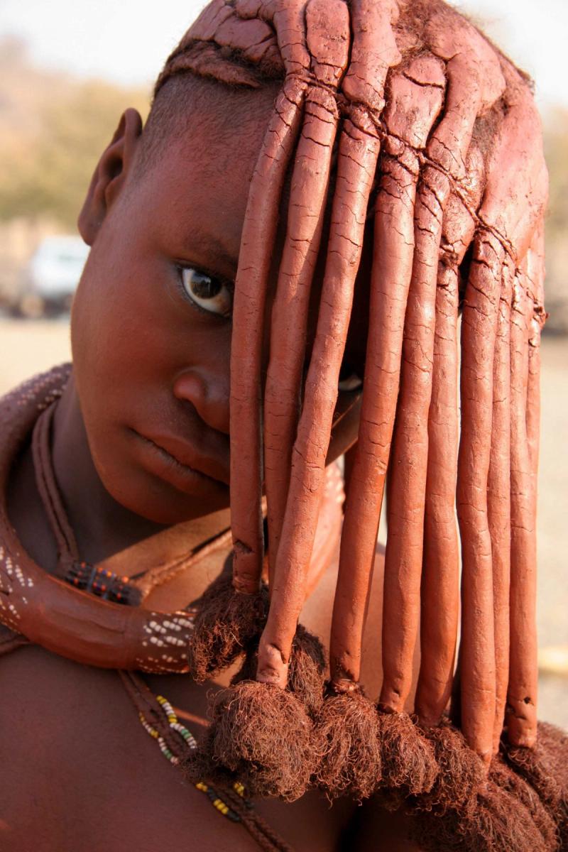 Himba tribe member in northern Namibia