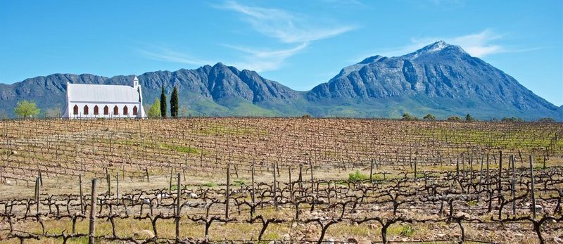 Church in the vineyards of the Cape Winelands.