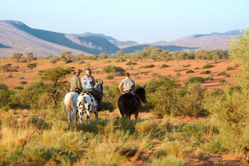 Horseback riding safari in the wild at Tswalu Private Game Reserve