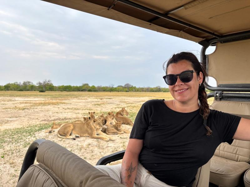 Candice on safari in Hwange